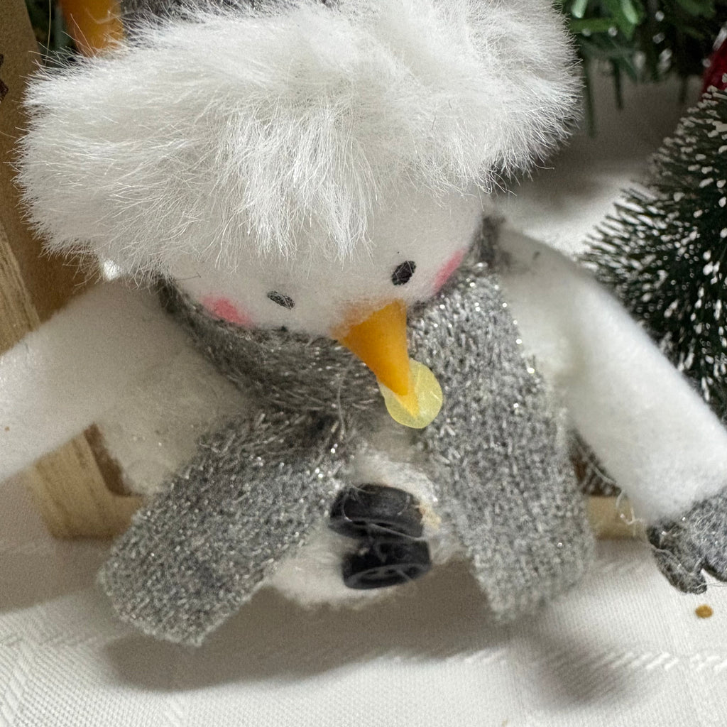 Snowman in House Wooden Christmas Ornament