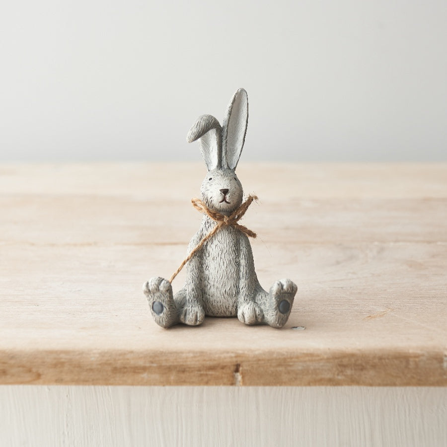 Sitting Grey Bunny Resin Figure Ornament