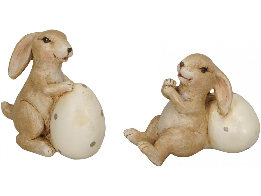 Pair of Lazy Bunny With Egg Ornaments