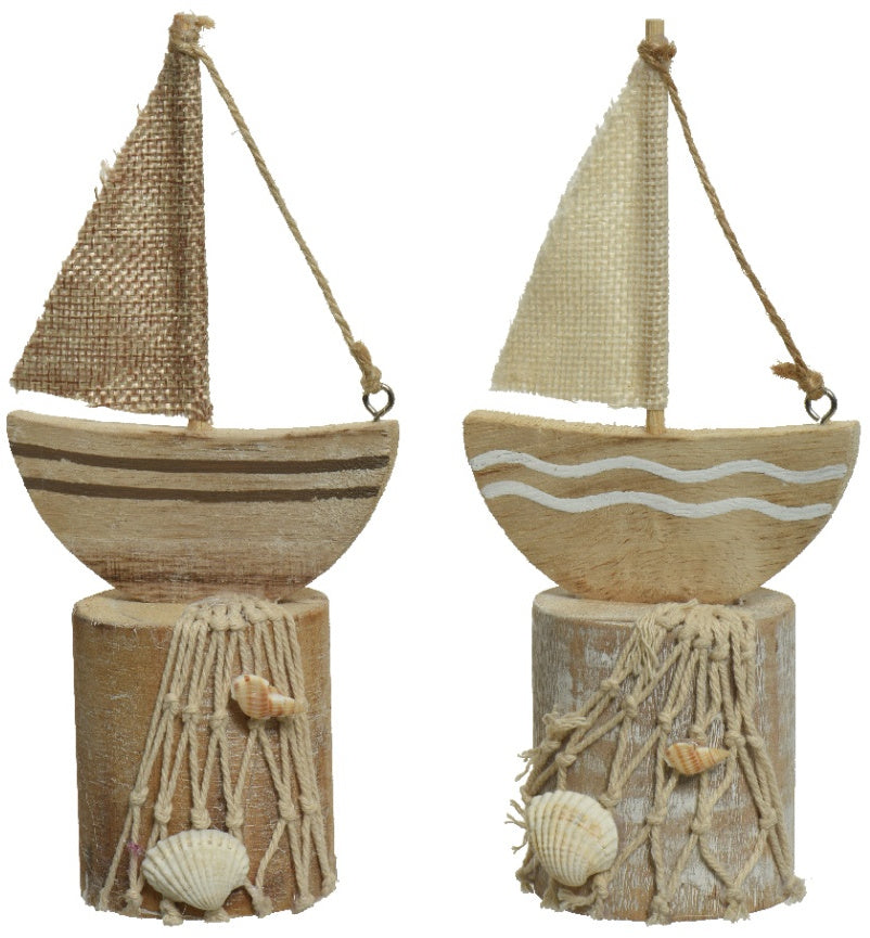 Pair of Natural Sailing Boat Ornaments
