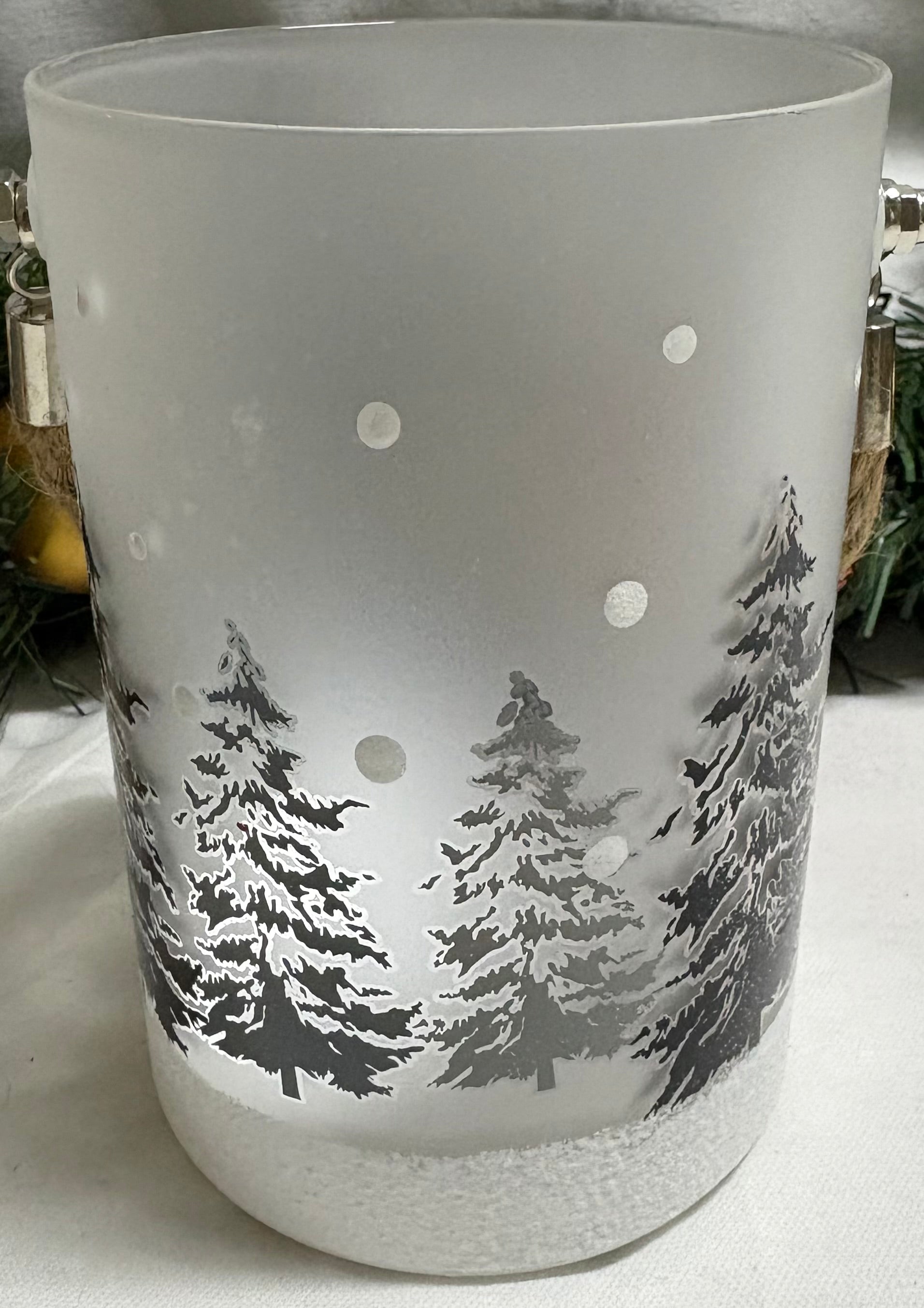 Light Up LED Forest Hanging Glass Lantern