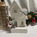 White Snow Covered Wooden LED Light Up House Ornament