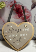 Heart Cat Plaque, 18cm