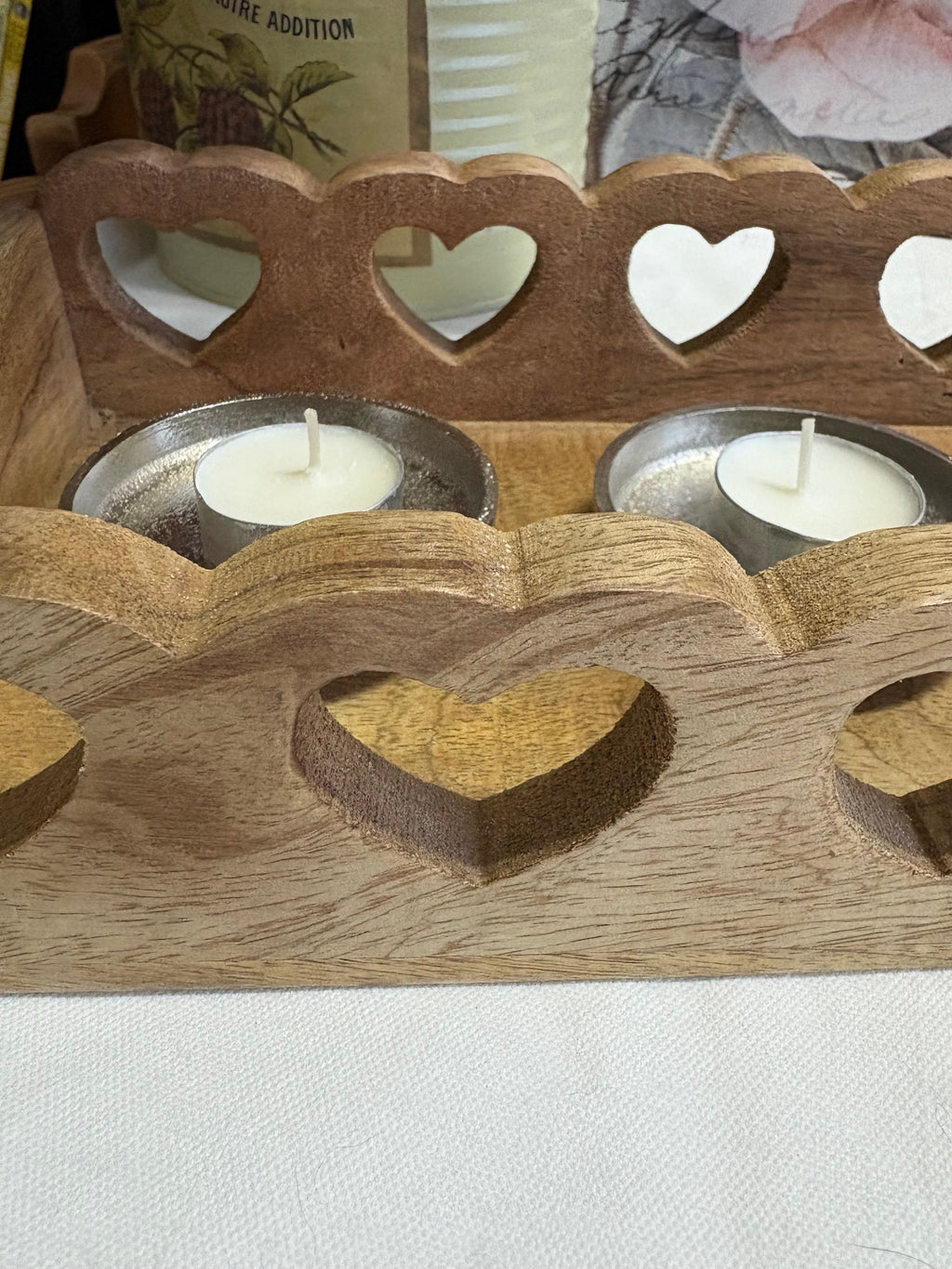Wooden Cut Out Heart Candle Holder, 45cm