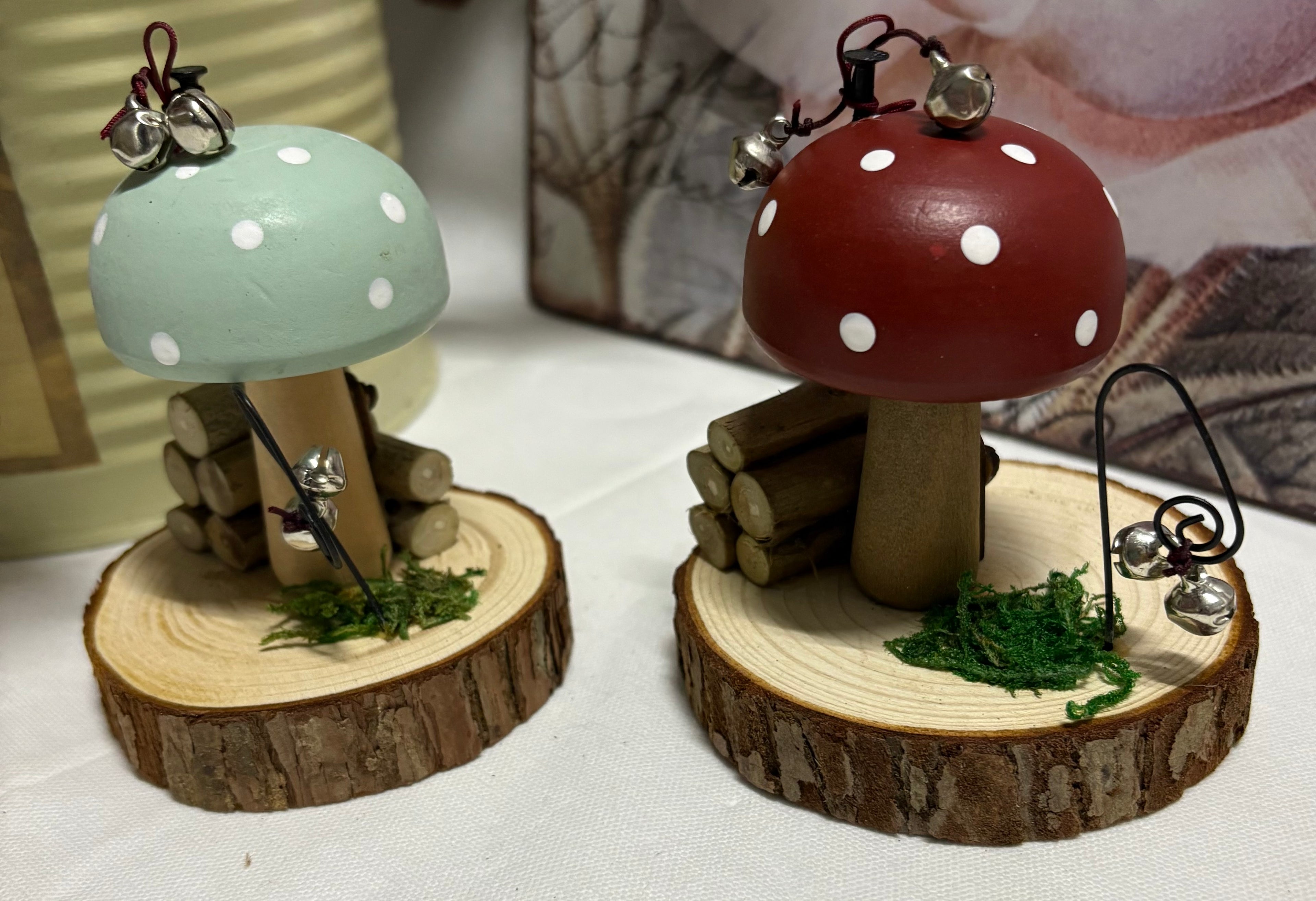 Toadstool House on Wood Ornament Decoration