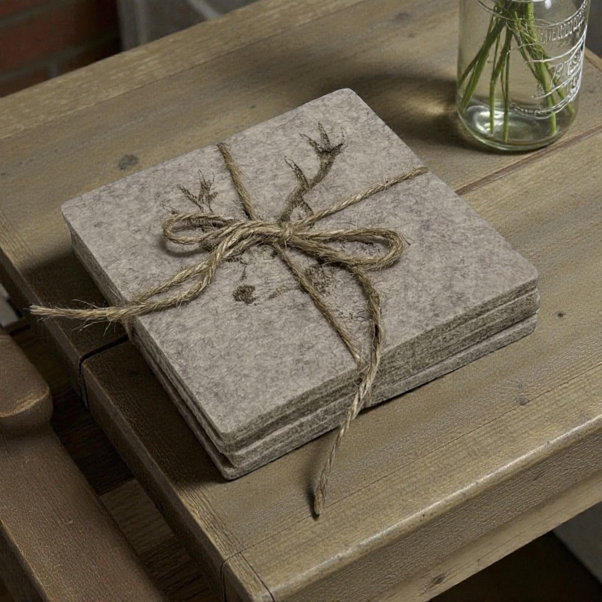 Set Of 4 Felt 10cm Deer Coasters