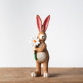 Standing Brown Bunny with Daisy Rabbit Hare Figure Ornament