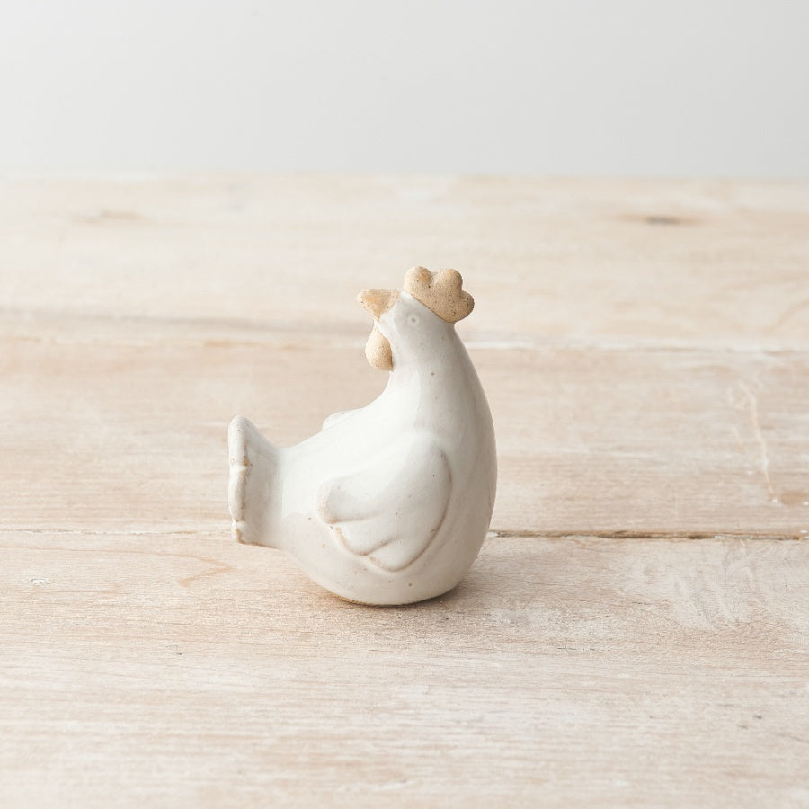 Rustic Chicken Ceramic Ornament, 8cm