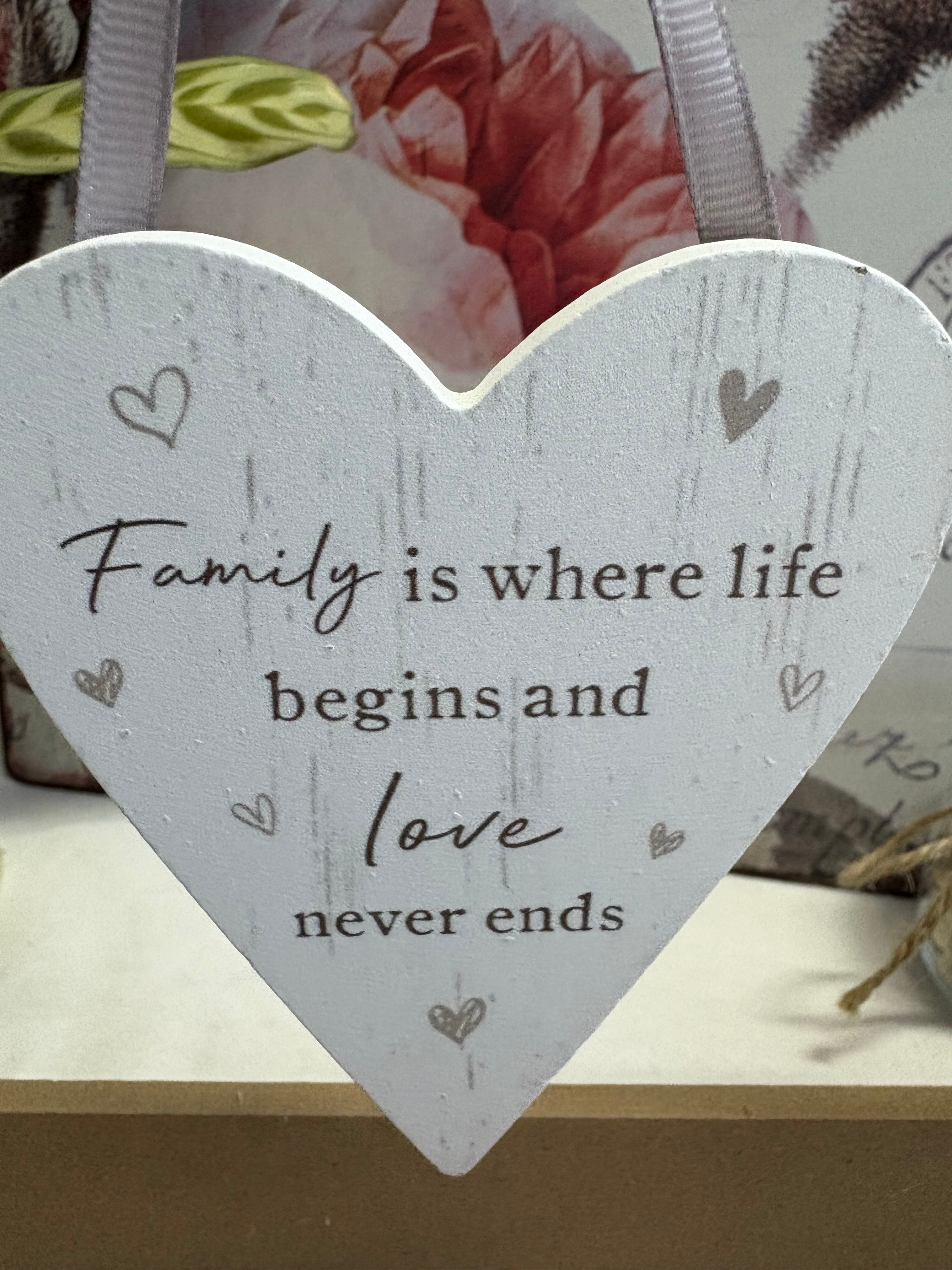 Family Hanging Heart Signs, 11cm - 6 designs