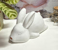 Heavy Cement Sleeping Rabbit Ornament