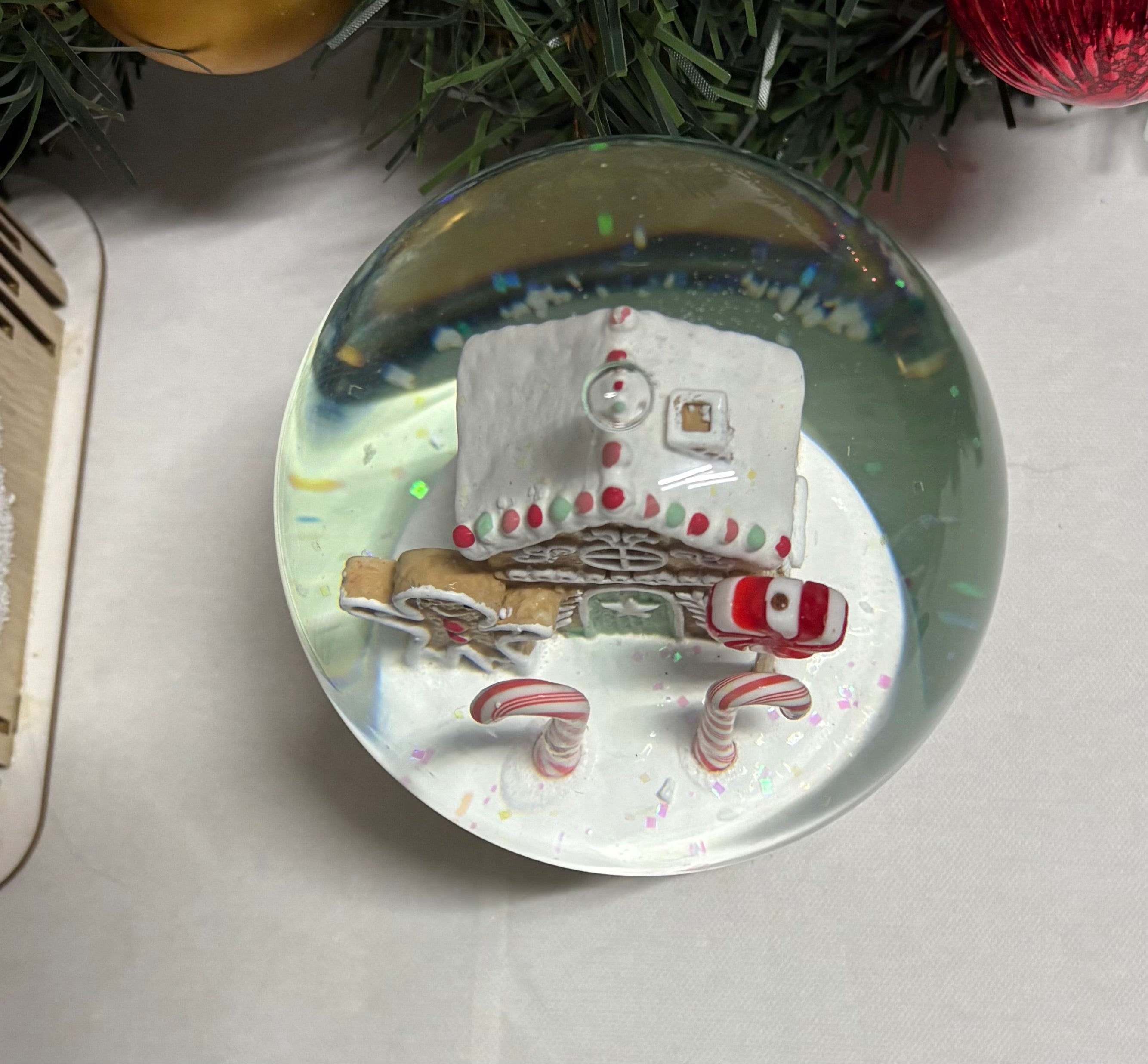 Beautiful Medium Sized Gingerbread House and Base Snow Globe
