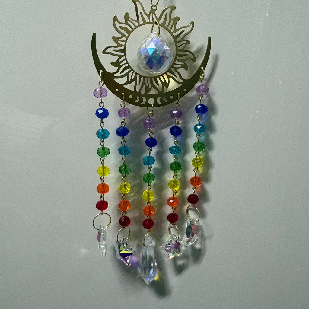 Gold Sun Crystal Suncatcher - Celestial Decor