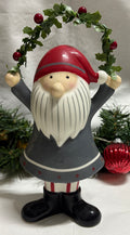 Ceramic Santa with Holly Garland Ornament