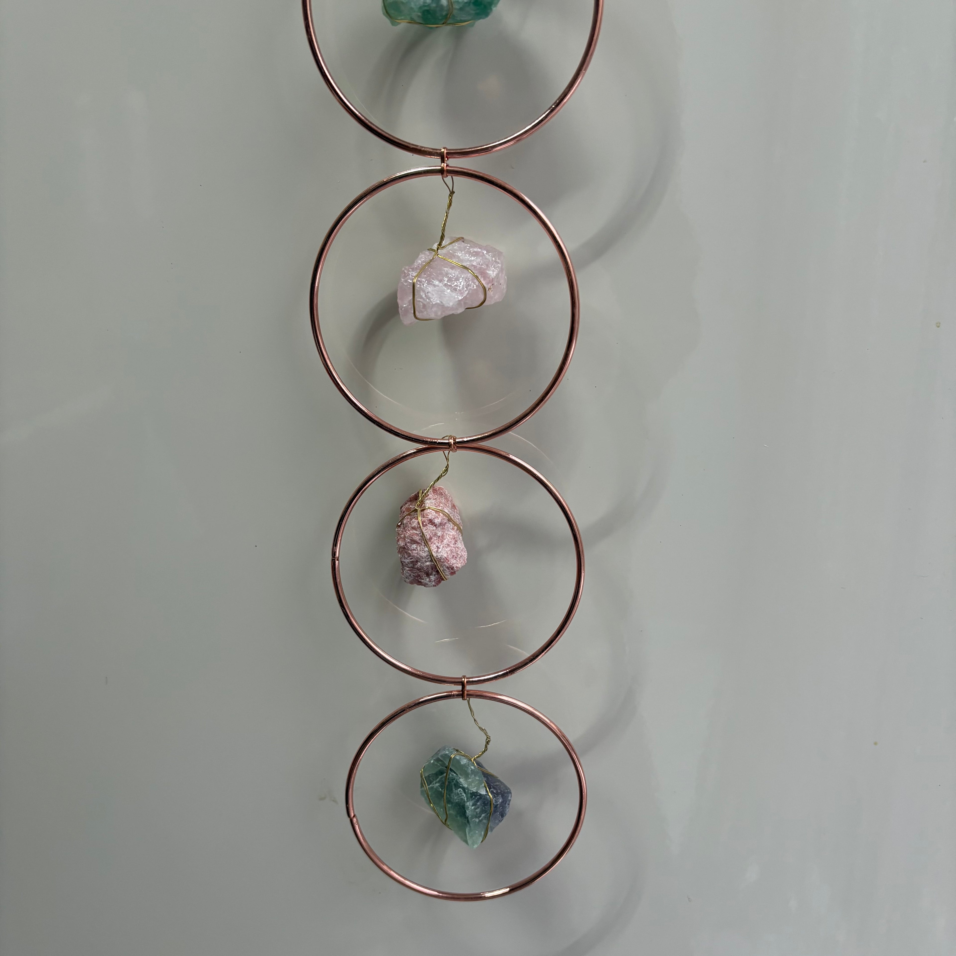 Rose Gold Rings Crystal Wall Hanging