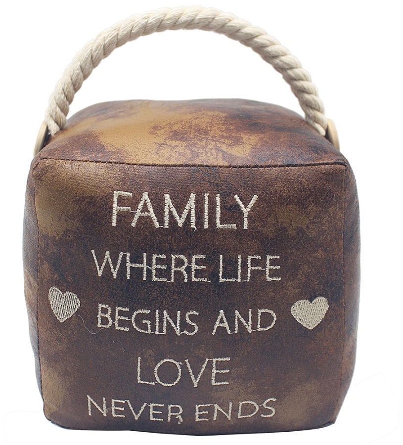 Faux Leather Family Cube Doorstop