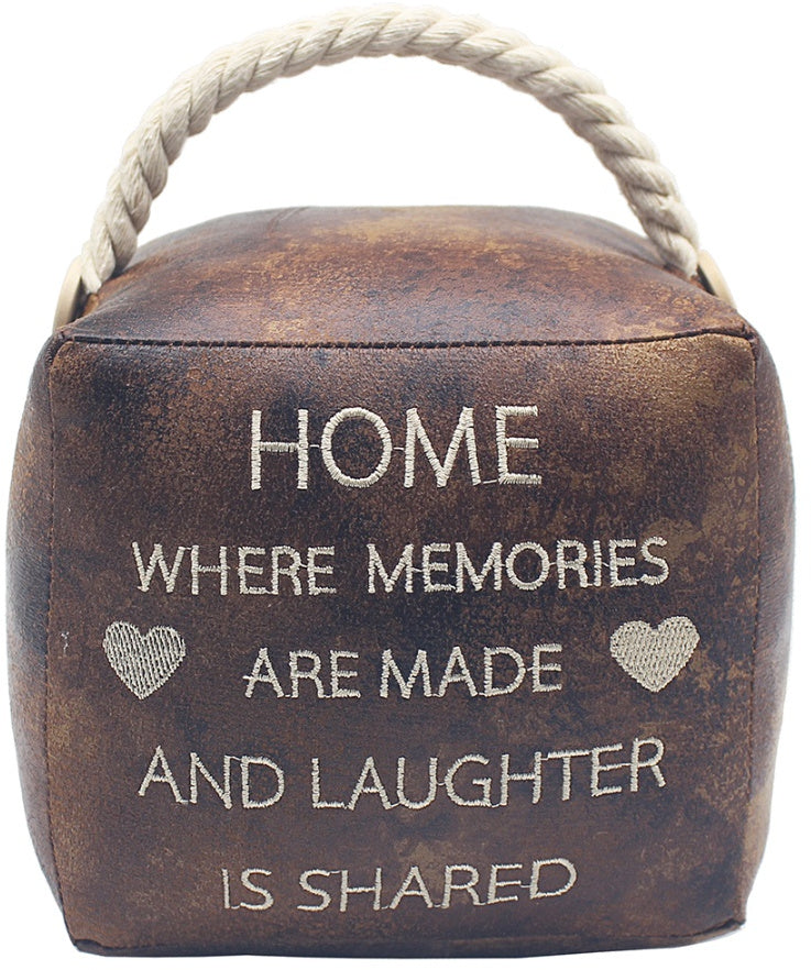 Faux Leather Memories Cube Doorstop