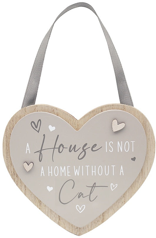 Heart Cat Plaque, 18cm