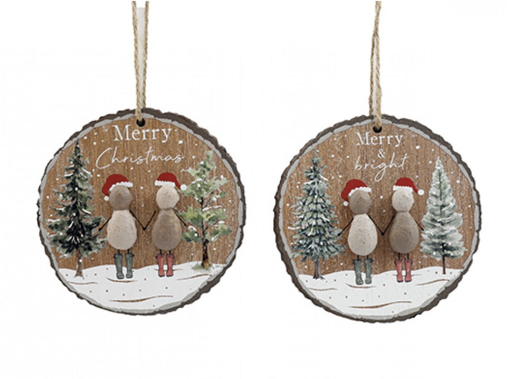 10cm Pebble Xmas Hanging Plaque