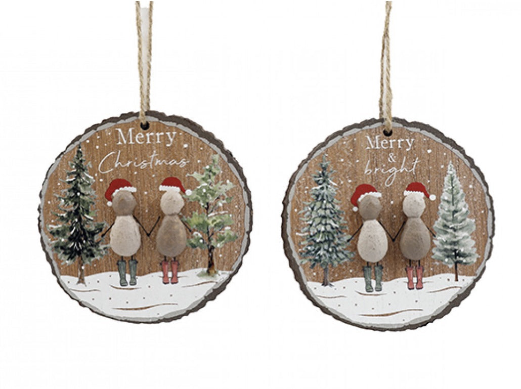 10cm Pebble Xmas Hanging Plaque
