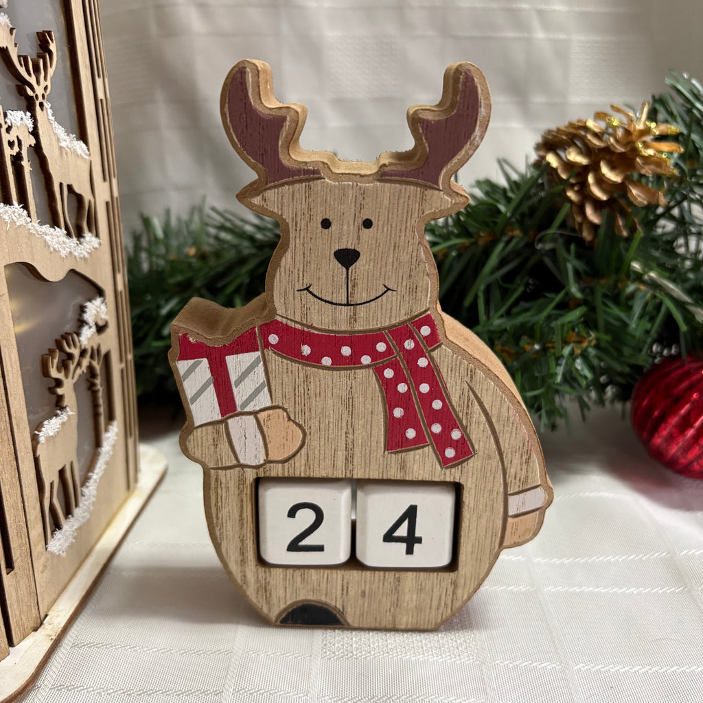 Reindeer Wooden Re-useable Advent Calendar