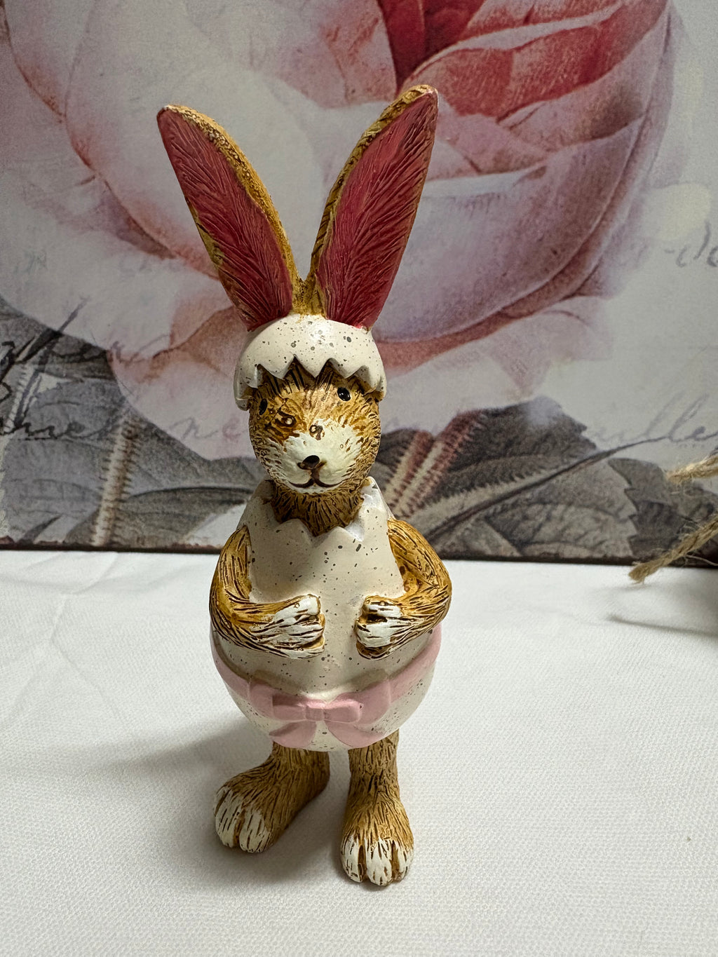 Hand Painted Easter Egg Bunny Resin Figurine