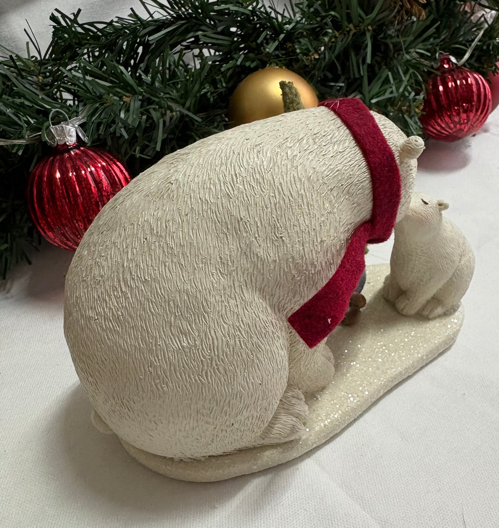 Mother & Baby Polar Bear Resin Christmas Ornament
