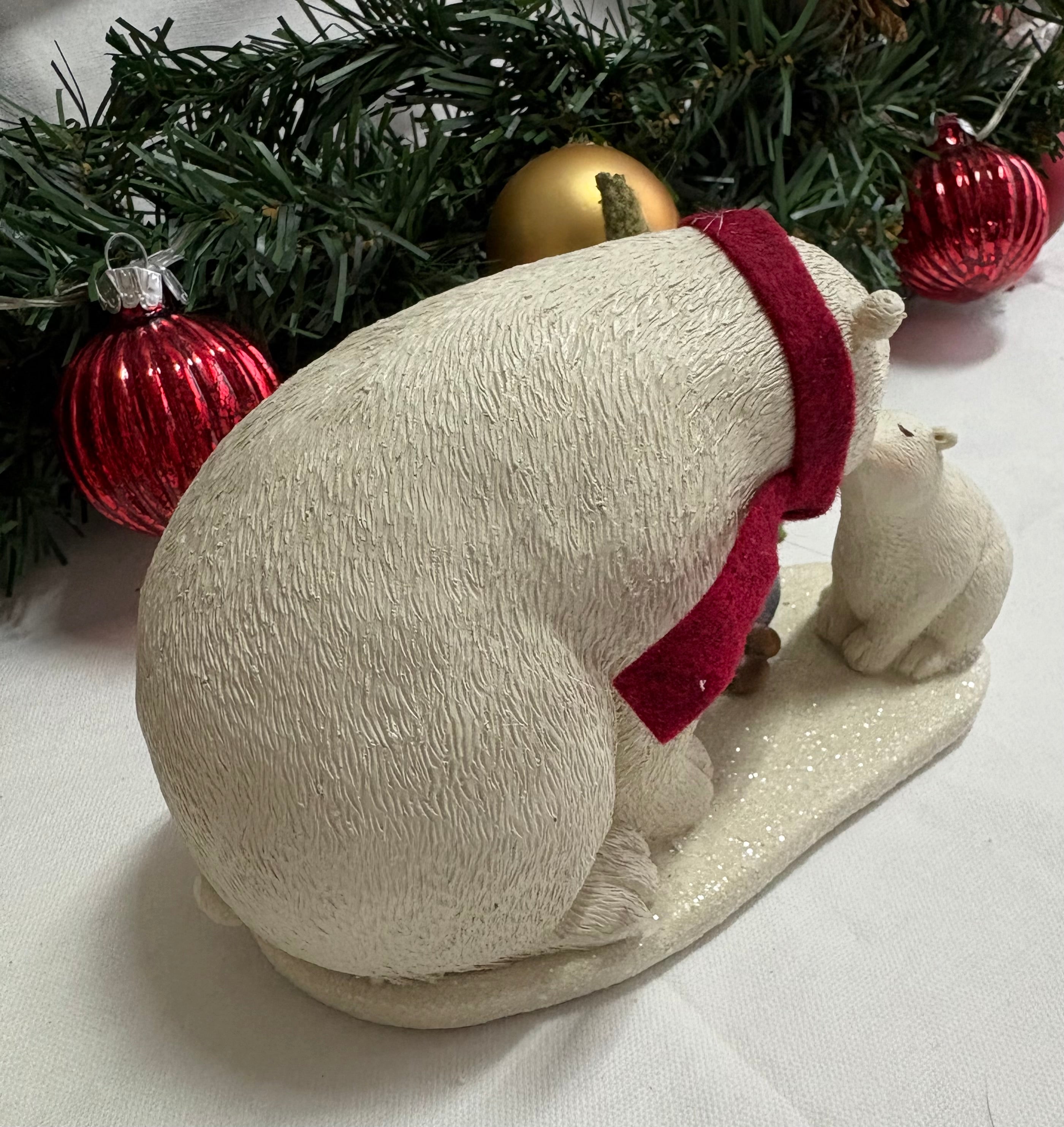 Mother & Baby Polar Bear Resin Christmas Ornament