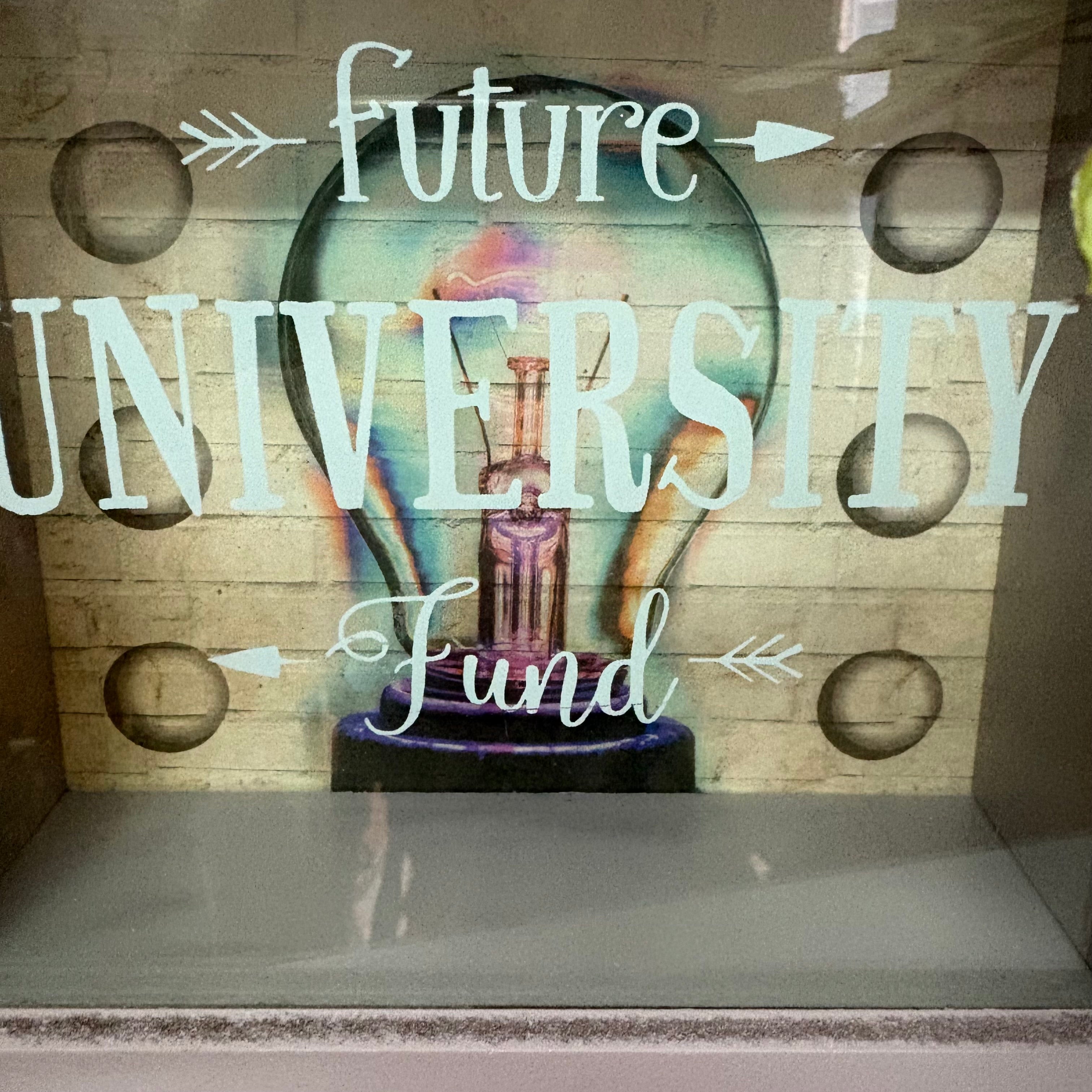 Large Wooden University Fund Money Box