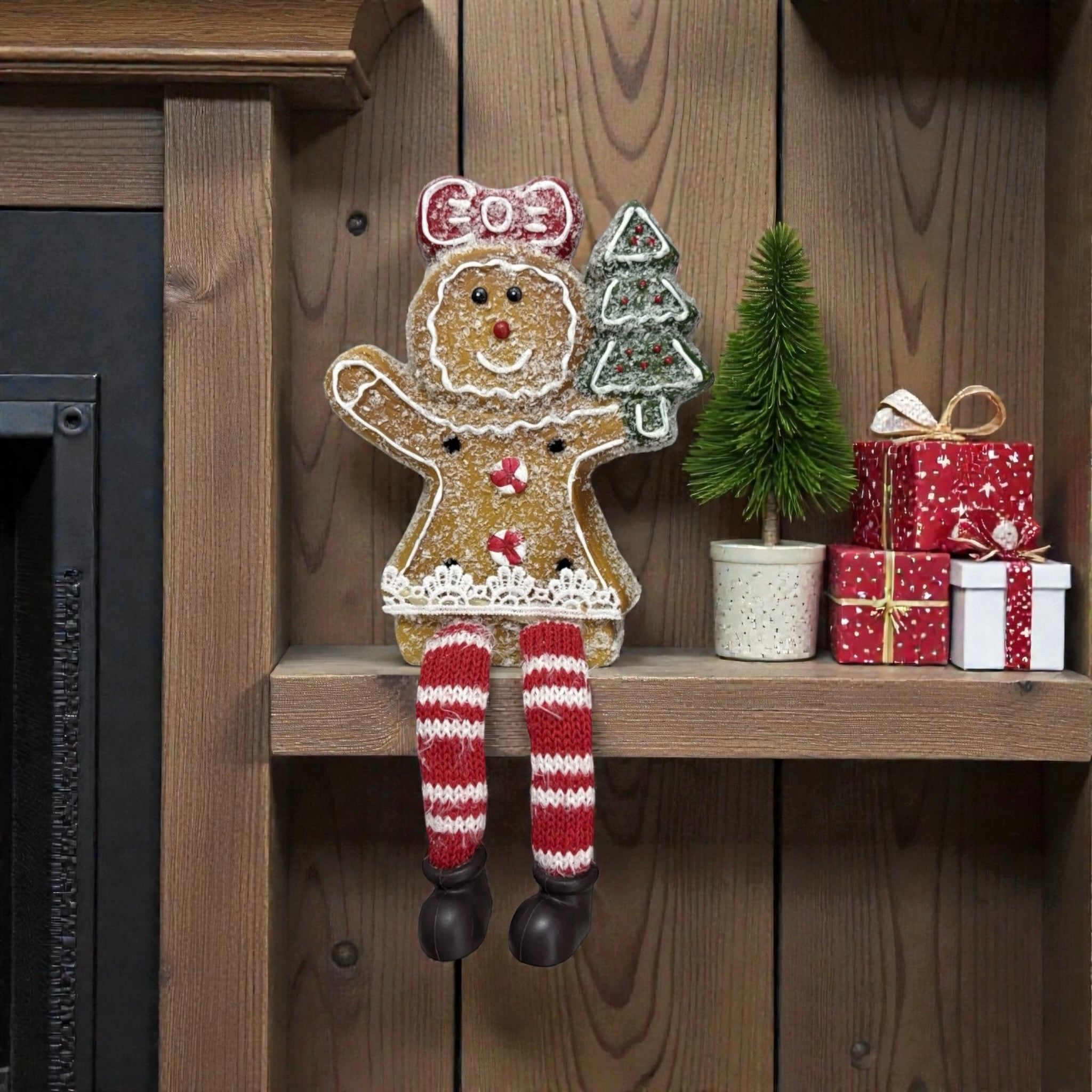 Gingerbread LED Light Up Resin Shelf Sitter Ornament