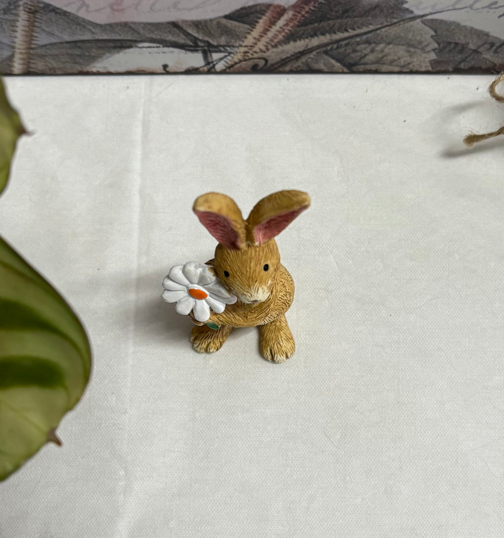Standing Brown Bunny with Daisy Rabbit Hare Figure Ornament