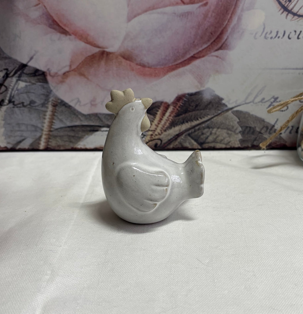 Rustic Chicken Ceramic Ornament, 8cm