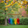 Rainbow Glass Leaf & Wood Windchime