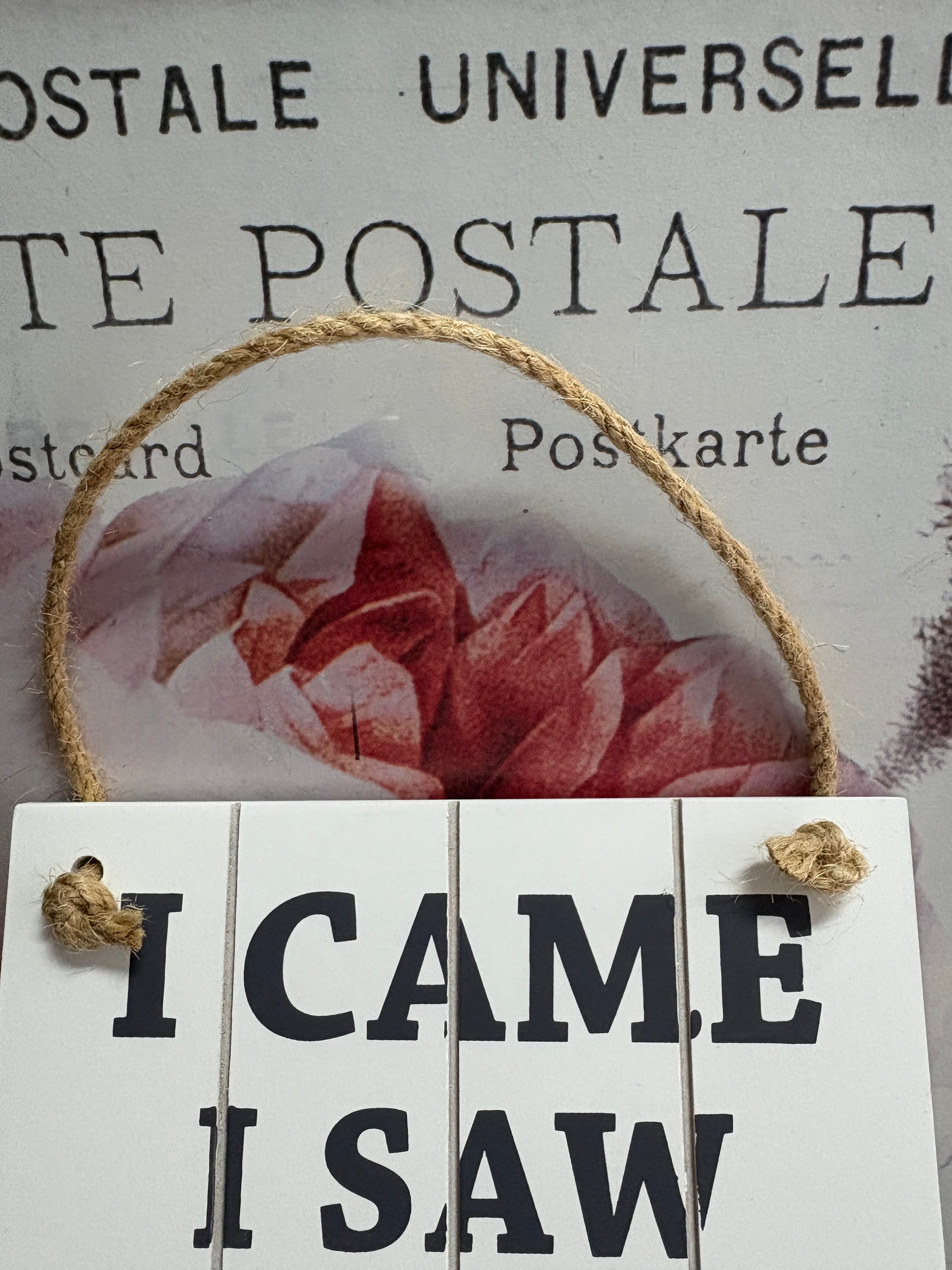 I Came, I Saw, I Forgot Slatted Sign, 23cm