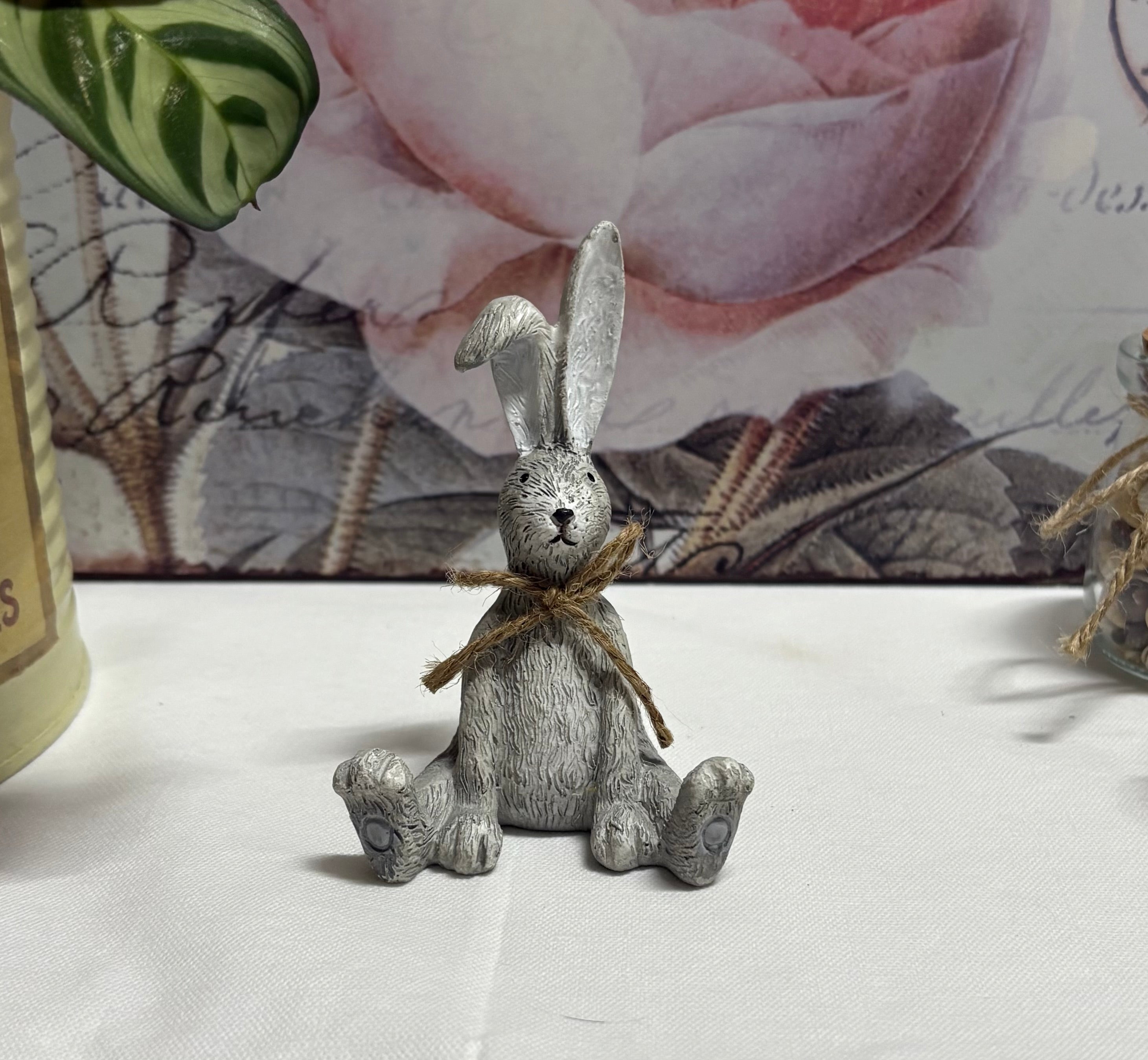 Grey Bunny Resin Figure Ornament