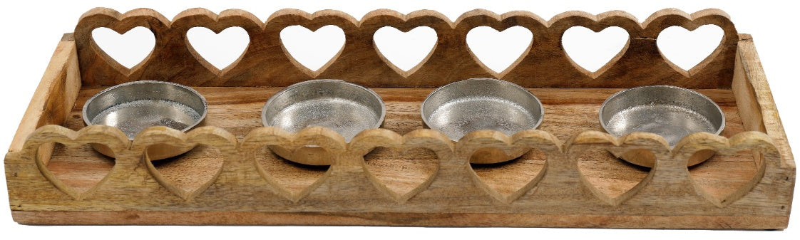 Wooden Cut Out Heart Candle Holder, 45cm