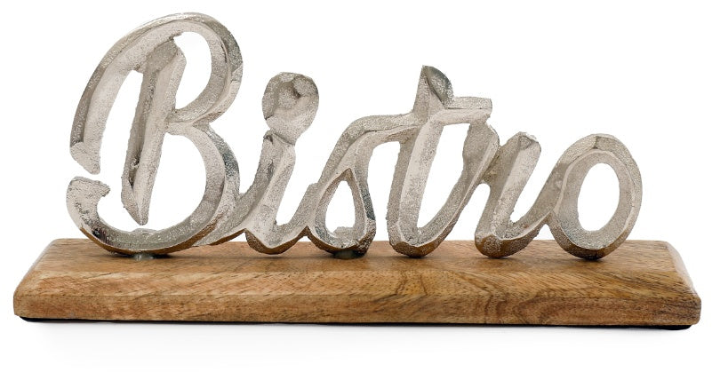 Bistro Sign on Wooden Base, 23cm