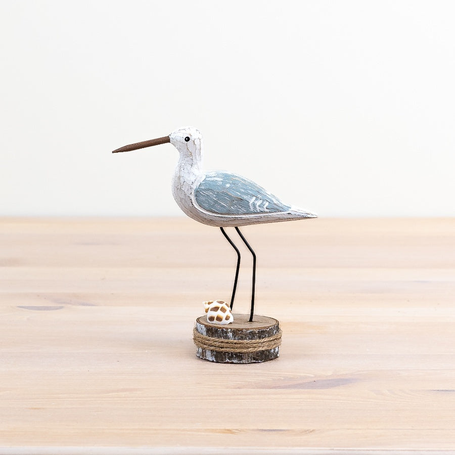 Grey Wooden Bird on Base Ornament, 13cm