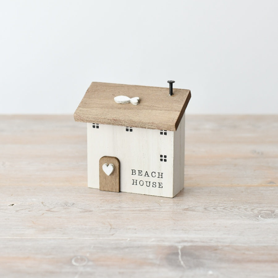 Wooden Beach House Ornament, 9.5cm