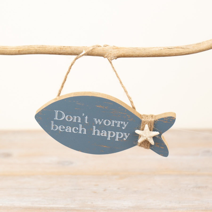 Don't Worry Wooden Fish Plaque, 15cm