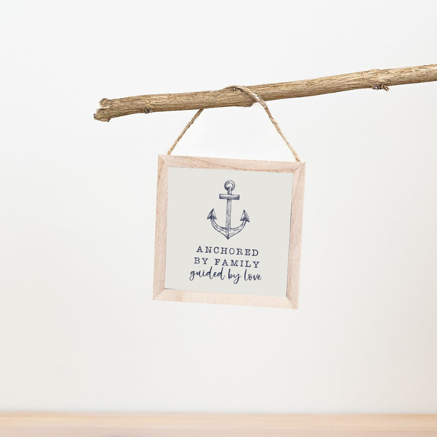 Anchored By Family Wooden Sign, 12cm
