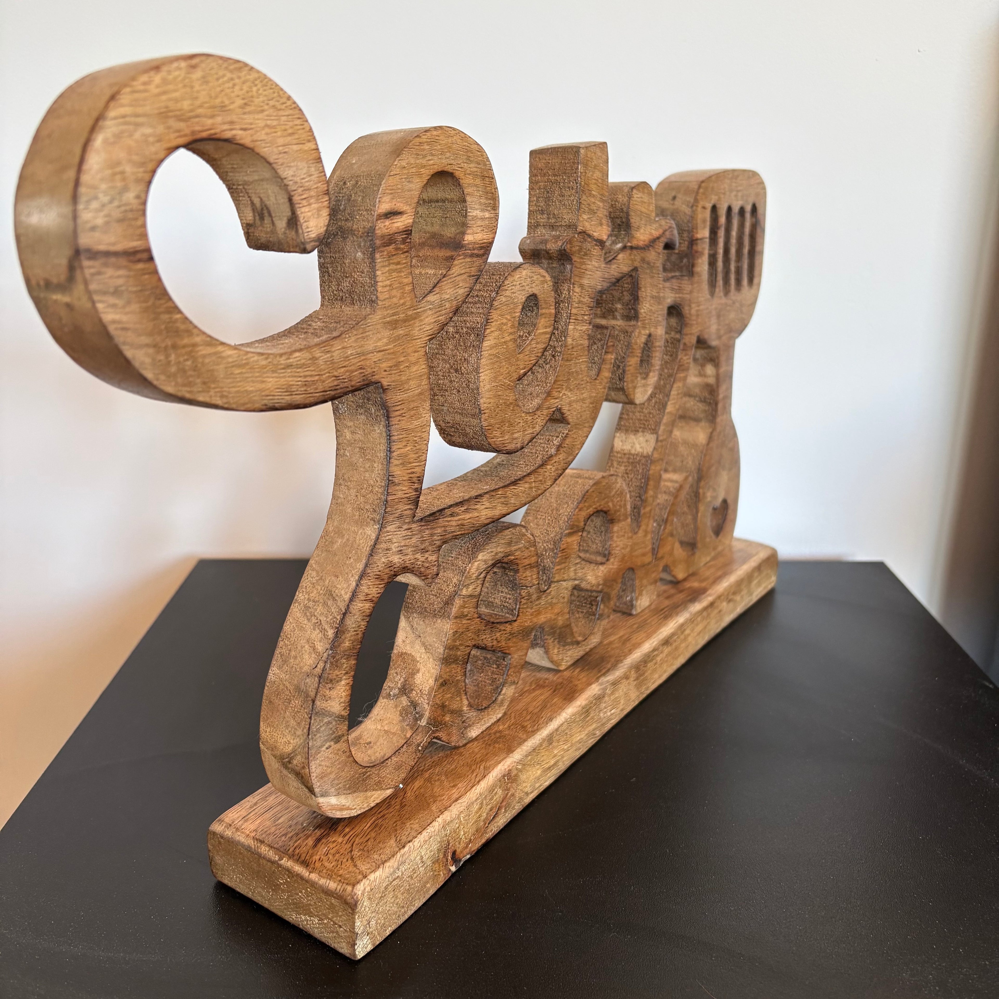 Let's Cook Wooden Sign – Rustic Mango Wood Kitchen Décor