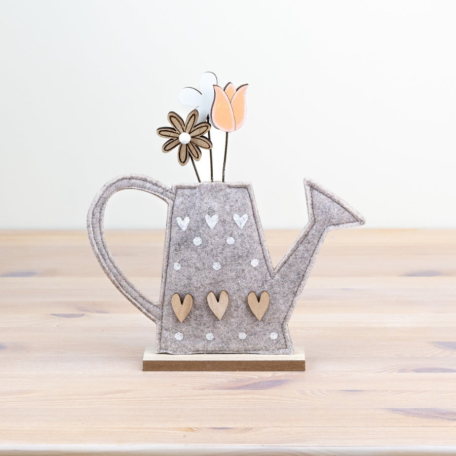 Watering Can with Floral Arrangement Ornament, 25cm