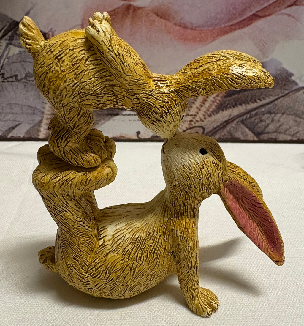 Kissing Bunnies Resin Figure