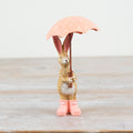 Standing Brown Bunny with Pink Umbrella Figure Ornament