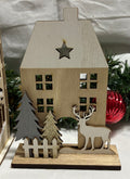 Neutral Wooden House, Christmas Decoration, 18cm