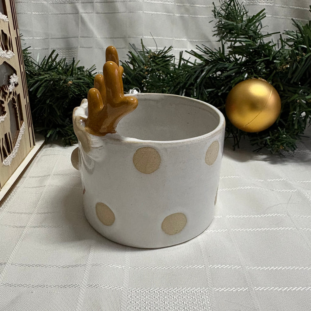 Smiling Deer Pot with Antlers