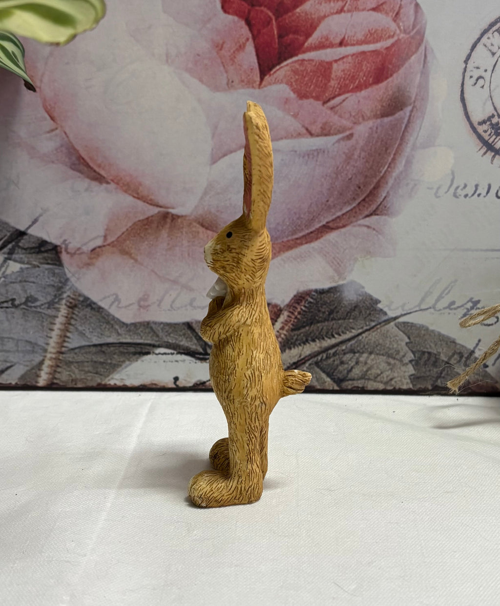 Standing Brown Bunny with Daisy Rabbit Hare Figure Ornament