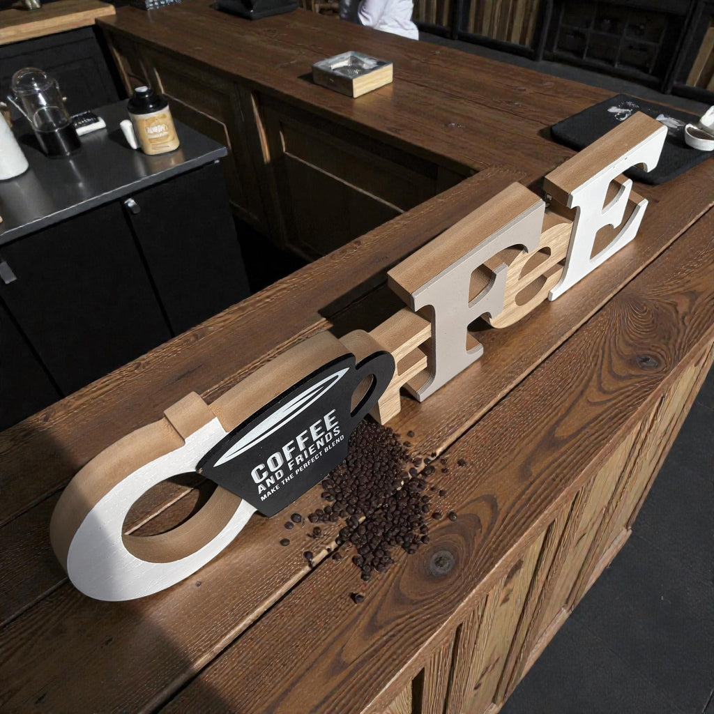 Wooden Block Coffee Sign – 'Friends'