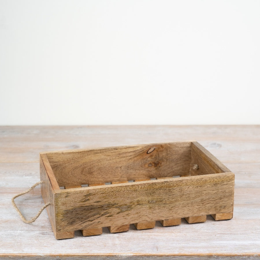 Slatted Wooden Storage Tray, 30cm