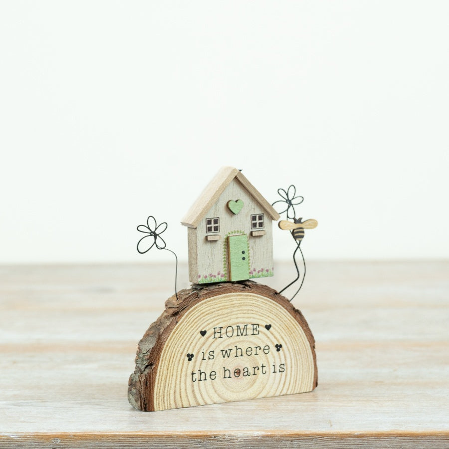 Rustic Wooden Log House Ornament Decor, 14cm